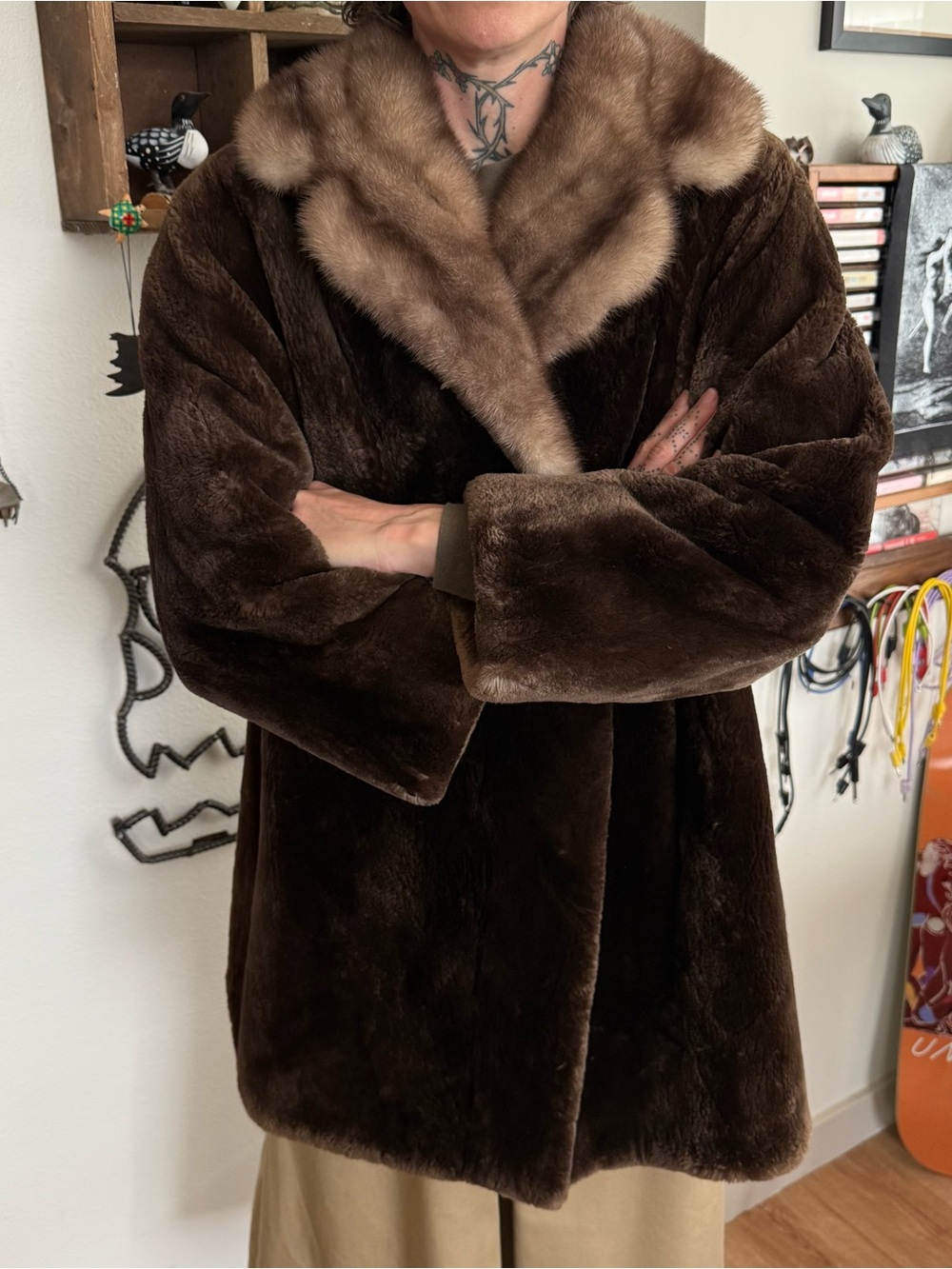 Vintage 50s Mink Fur Coat Italian Haute Couture Sorelle Fontana ~ Size Large
